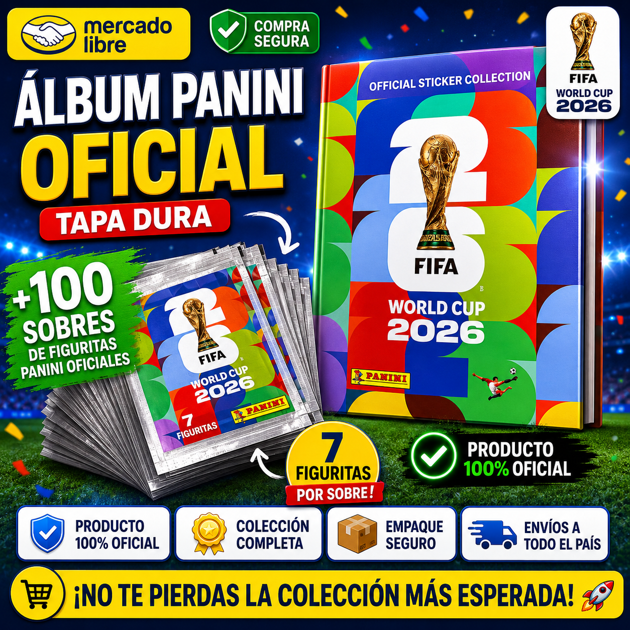 Álbum Panini Mundial 2026 Tapa Dura + 100 Sobres